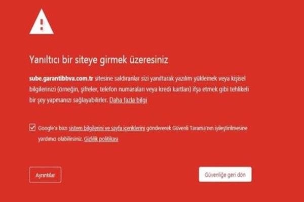 garanti bankası phishing uyarısı