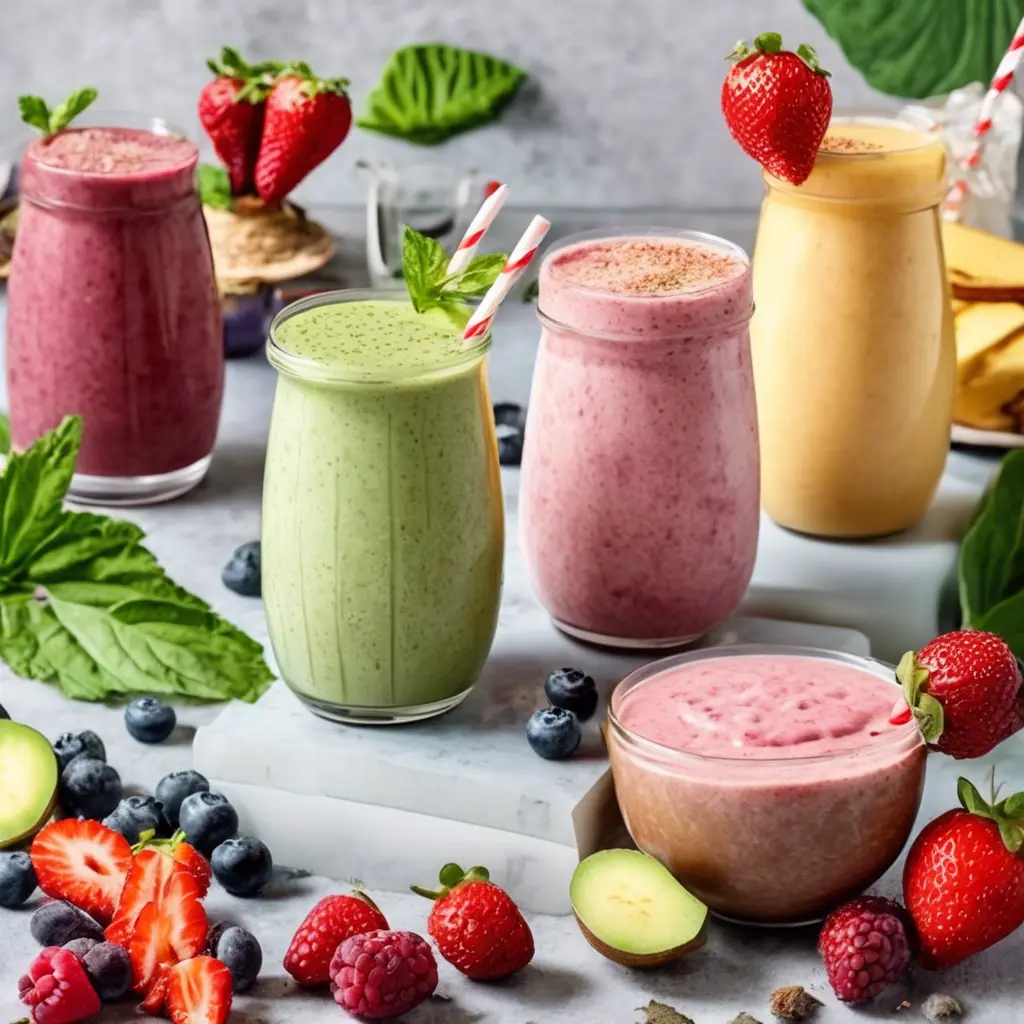 Cilt dostu meyve kokteyli tarifi için hazırlanan renkli meyve kokteylleri