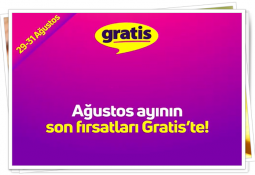 gratis indirimi 29 -31 ağustos