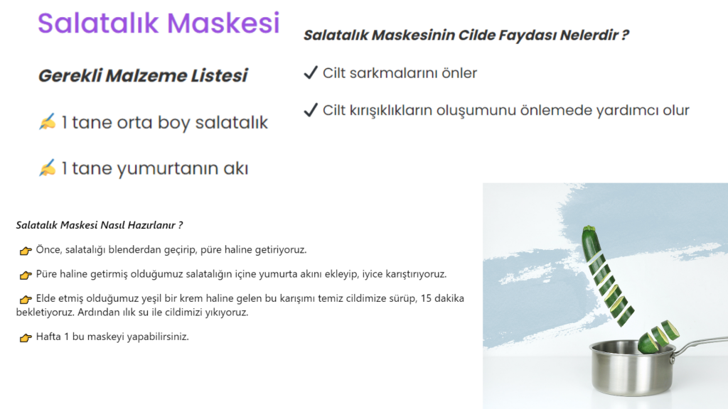 salatalık maskesi tarifi