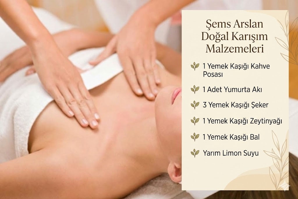 Şems Arslan göğüs dikleştirici doğal karışım malzemeleri ve uygulama anı.