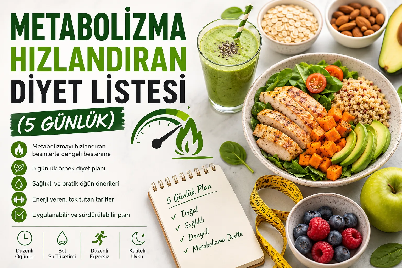 Metabolizma Hızlandıran Diyet Listesi (5 Günlük)