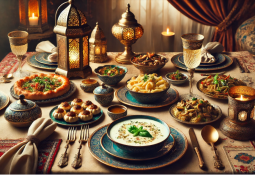 7.Gün Ramazan Menüsü iftar sofrası, un çorbası, mantar sote, kremalı fesleğenli makarna ve Padişah Yastığı tatlısı ile donatılmış.
