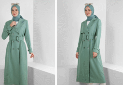 Alvina YEŞİL BANTLI KRUVAZE YAKA TRENÇKOT