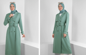 Alvina YEŞİL BANTLI KRUVAZE YAKA TRENÇKOT