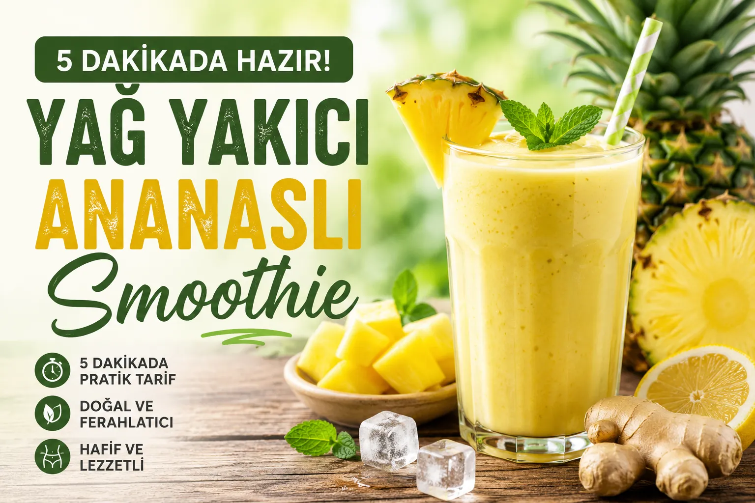 Yağ Yakıcı Ananaslı Smoothie Tarifi (5 Dakikada)